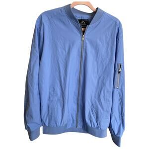 Outdoor Jacket Always Striving For Excellence baby blue Bomber zip up Large NWOT